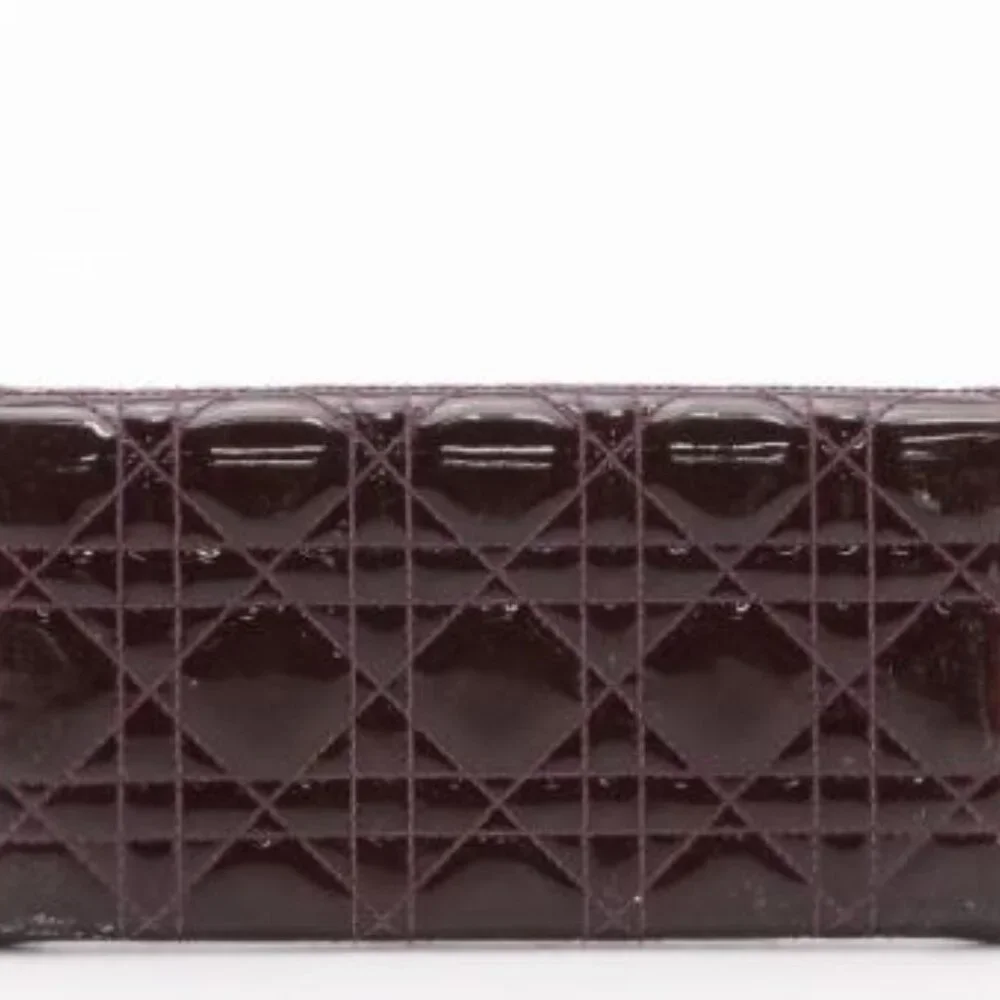 Dior Wallet in Aubergine Cannage Patent Leather